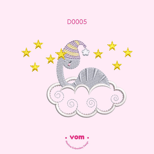 Sleepy Dinosaur - Applique - Machine Embroidery Design - 5 sizes!