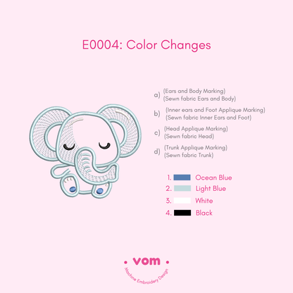 Sweet Dream Elephant – Baby Applique Embroidery Design - 7 Sizes