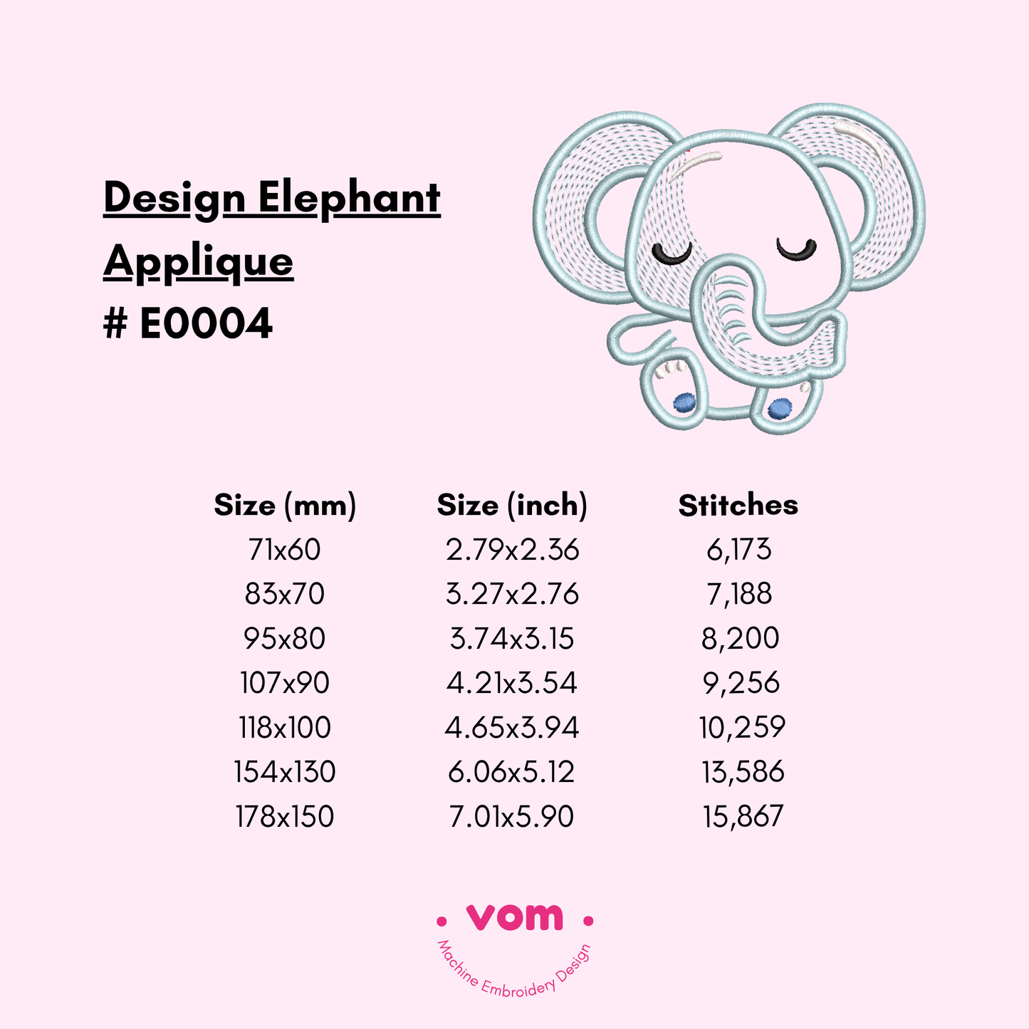 Sweet Dream Elephant – Baby Applique Embroidery Design - 7 Sizes
