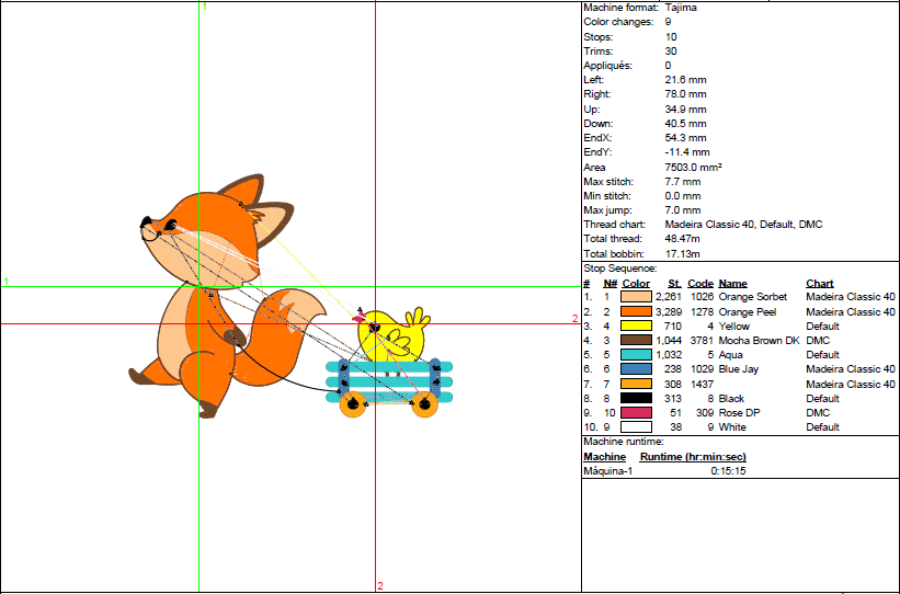Playful Fox & Chick Embroidery Design - Cute Wagon Pattern - 5 Sizes