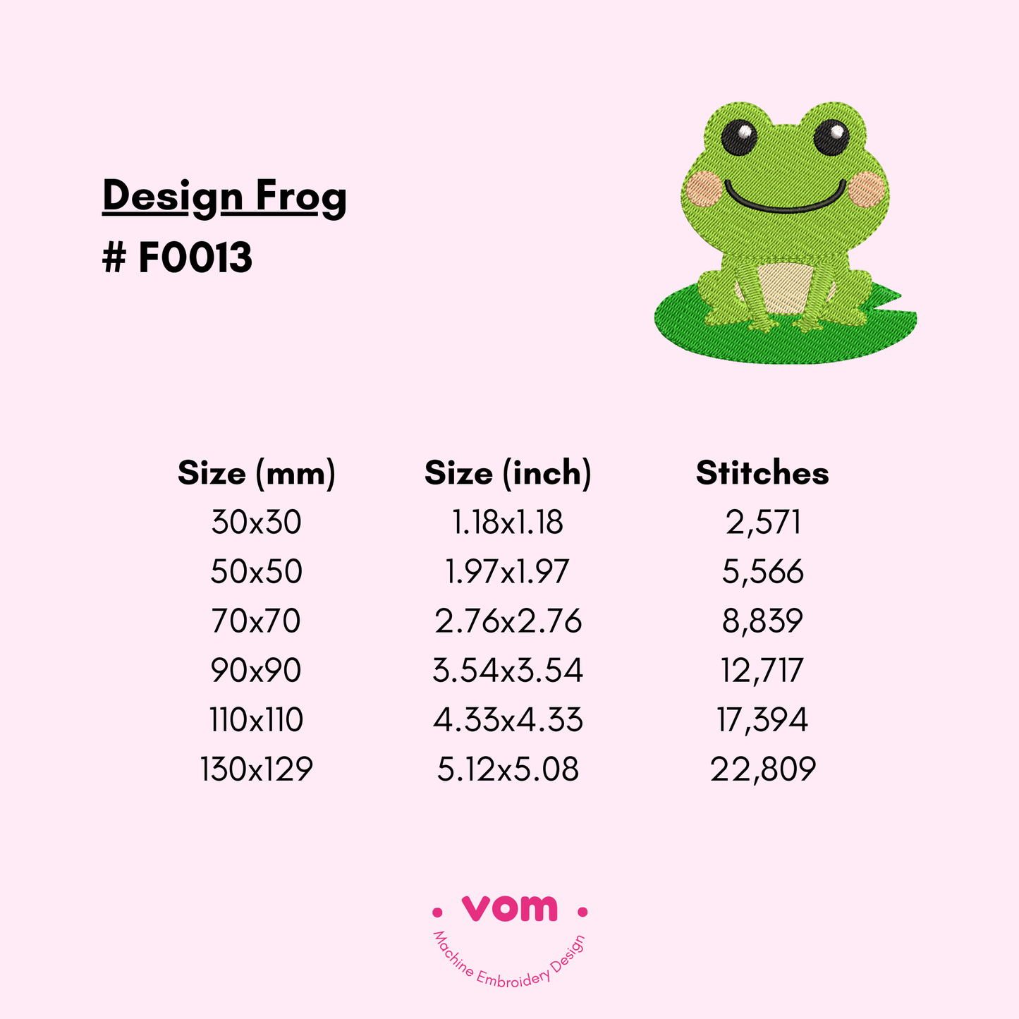 Cute Frog Embroidery Design - Baby Animal Pattern in 6 Sizes