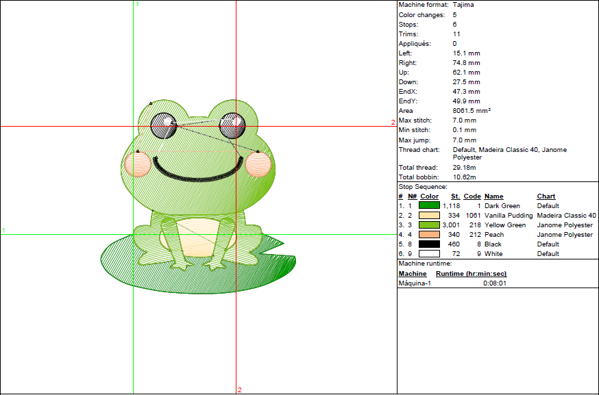 Rippled Cute Frog Embroidery Design - Baby Animal Pattern in 6 Sizes