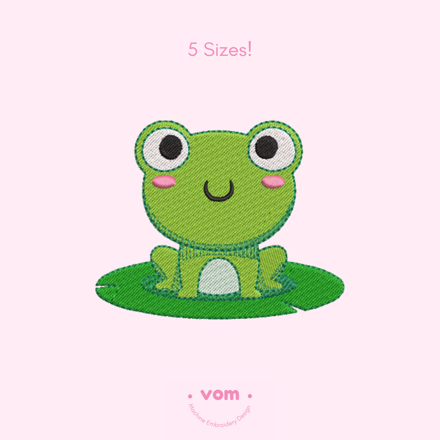 Frog on Lily Pad Embroidery Design – Cute Baby & Kids Digital Pattern (5 Sizes)