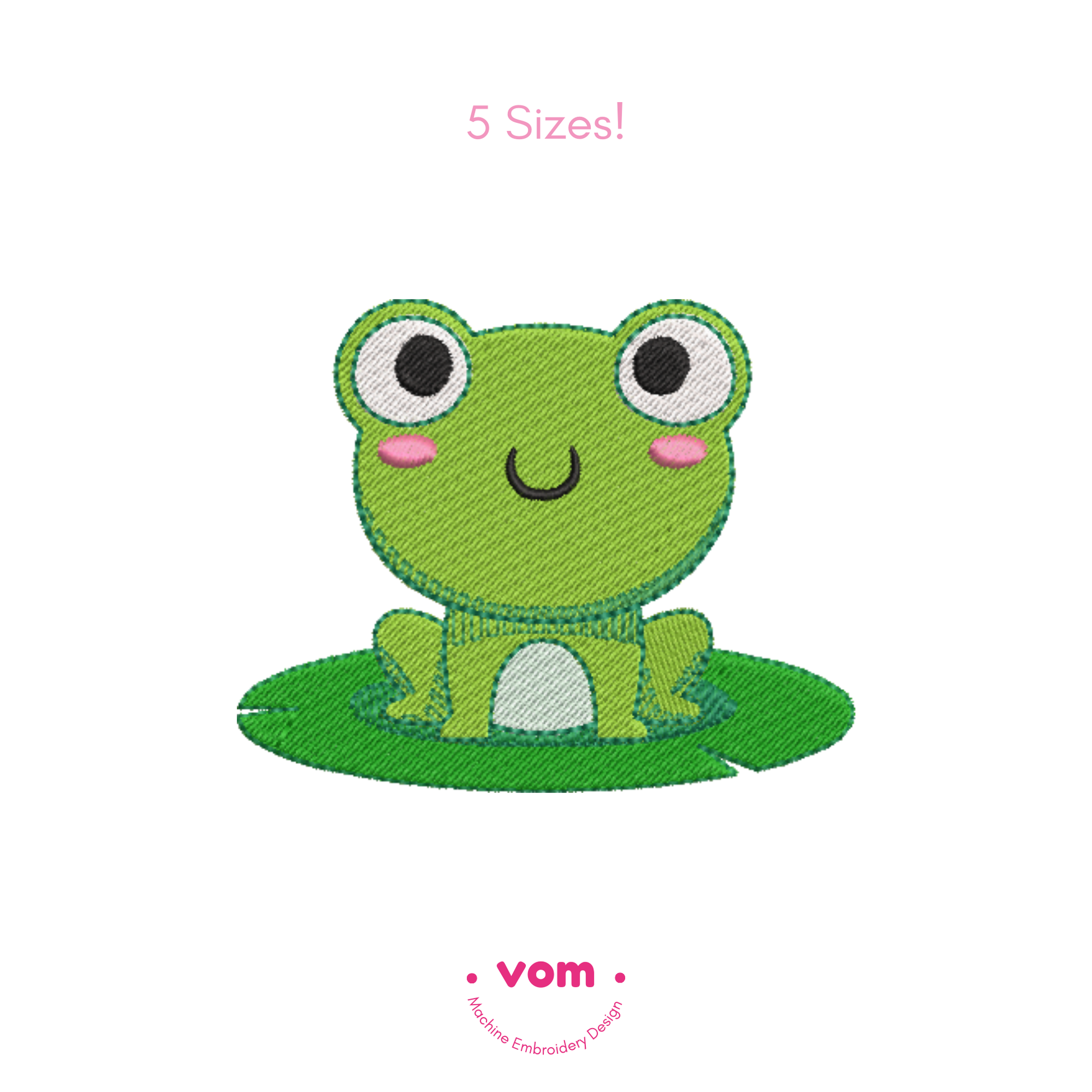 Frog on Lily Pad Embroidery Design – Cute Baby & Kids Digital Pattern (5 Sizes)