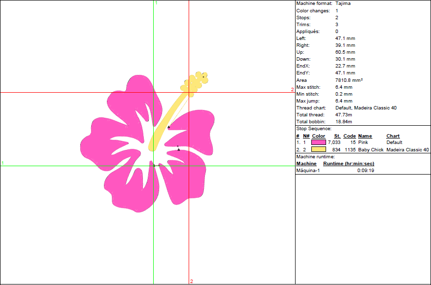 Tropical Hibiscus Embroidery Design - Pink Flower for Summer Projects - 9 Sizes