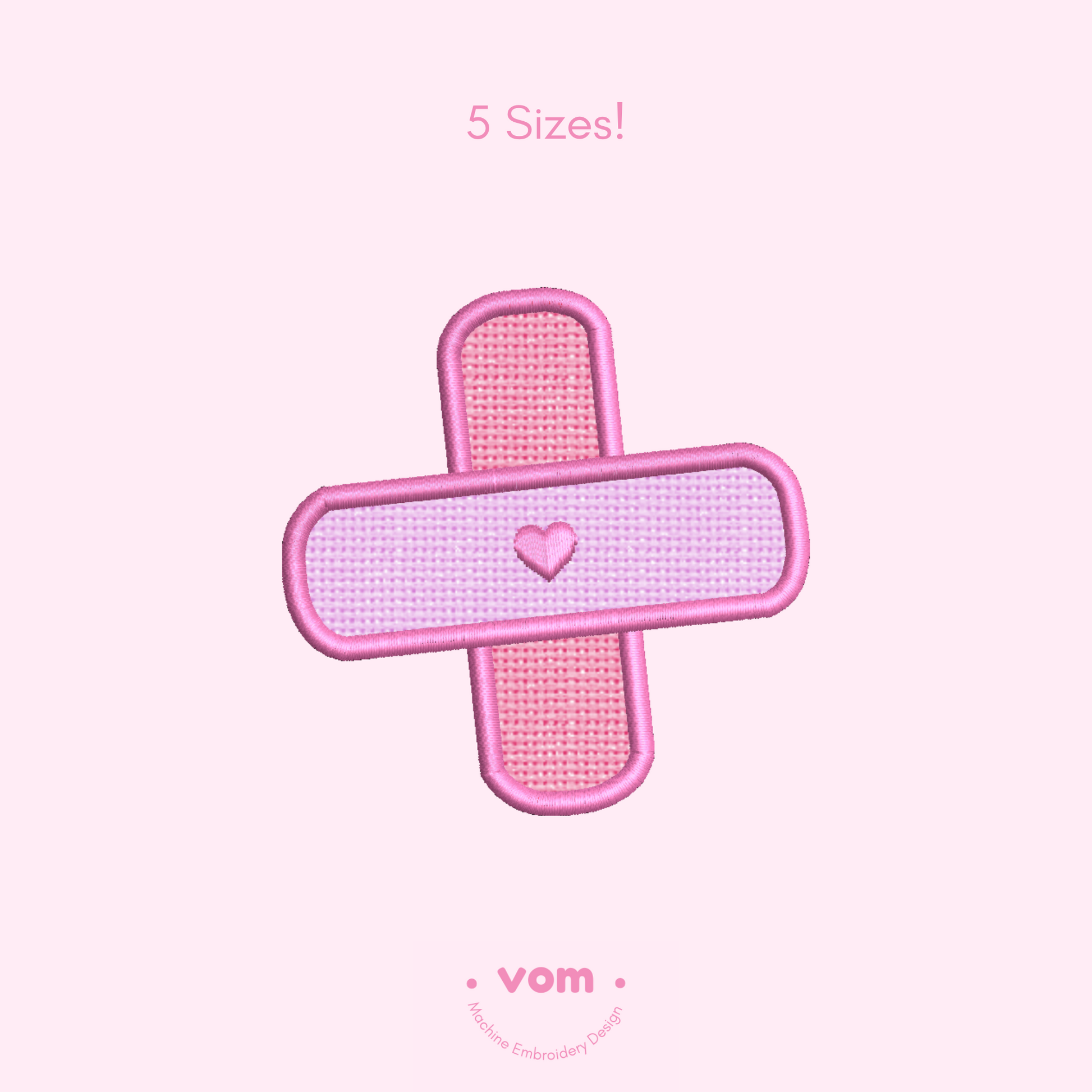 Heart Bandage Patch – Cute Embroidery Design in 5 Sizes