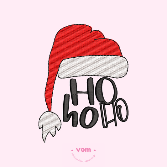 Ho Ho Ho Hat Embroidery Design - Christmas Hat - Cute and Festive Christmas Pattern for Machine Embriodery - Digital File - 7 Sizes