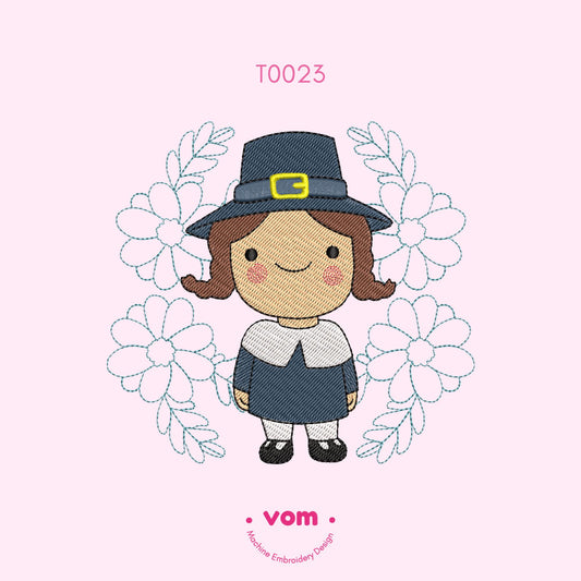 Little Pilgrim Embroidery Design - 7 Sizes