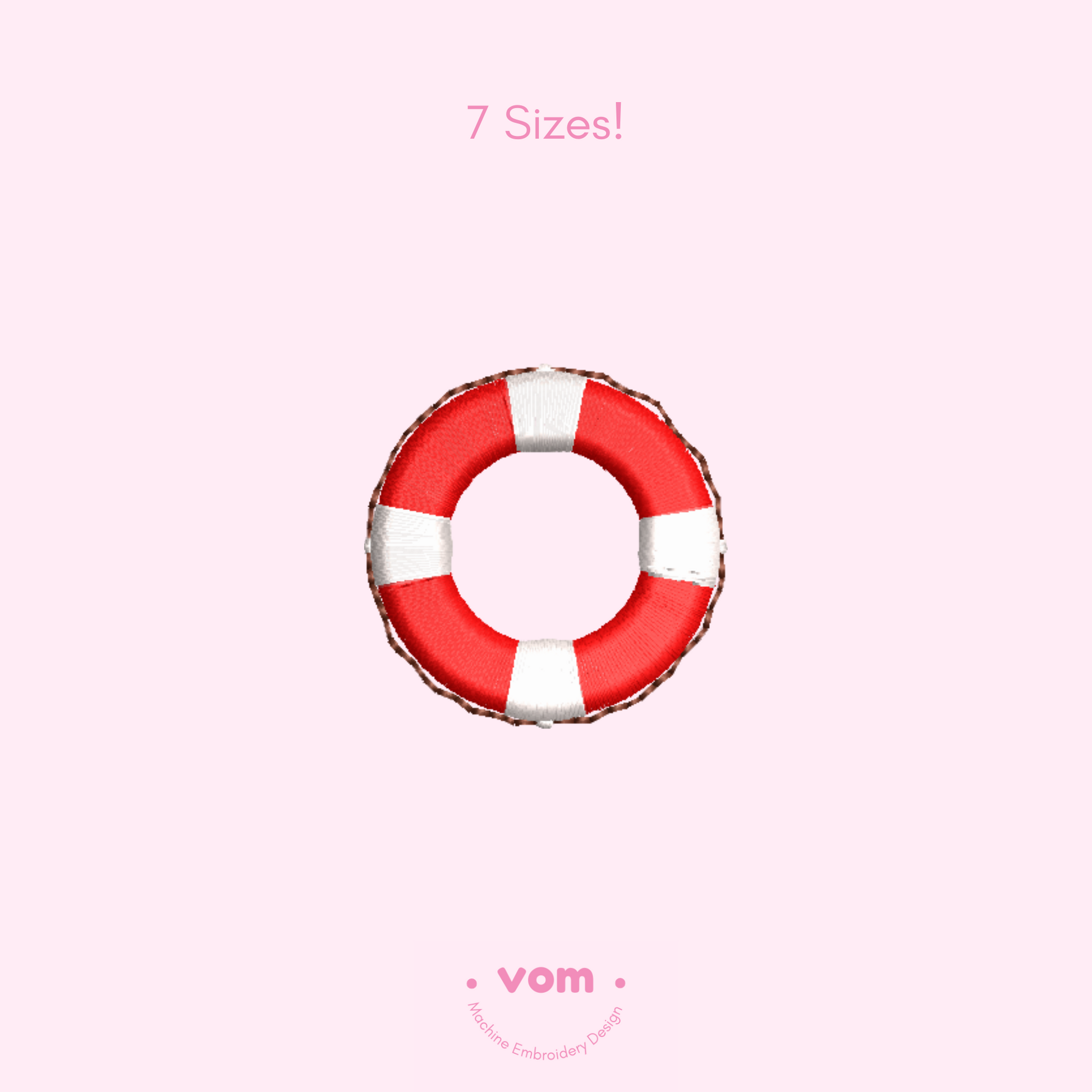 Mini Lifesaver Embroidery Design - Lifebouy - Cute Nautical Float Ring Pattern in 7 Sizes