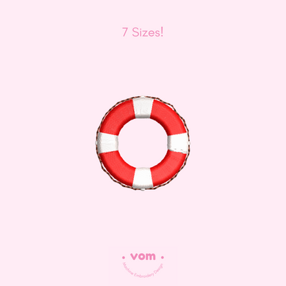 Mini Lifesaver Embroidery Design - Lifebouy - Cute Nautical Float Ring Pattern in 7 Sizes