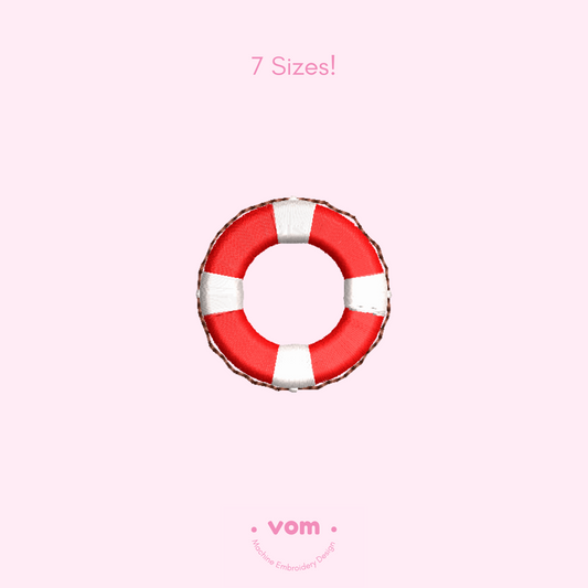 Mini Lifesaver Embroidery Design - Lifebouy - Cute Nautical Float Ring Pattern in 7 Sizes
