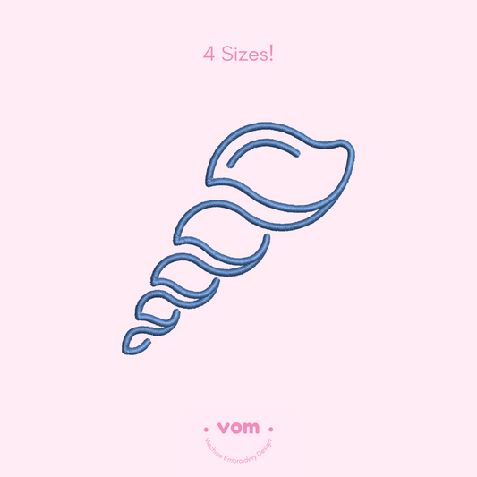 Minimal Sea Shell Embroidery Design - Simple Outline Seasell in 4 sizes