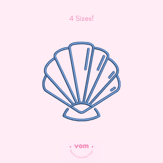 Minimal Shell Embroidery Design - Simple Seashell Outline - 4 Sizes