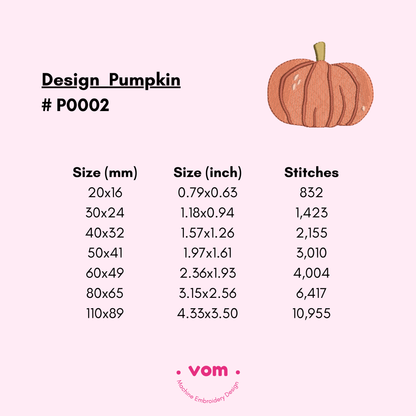 Pumpkin Embroidery Design – Fall & Halloween Machine Pattern (7 Sizes)