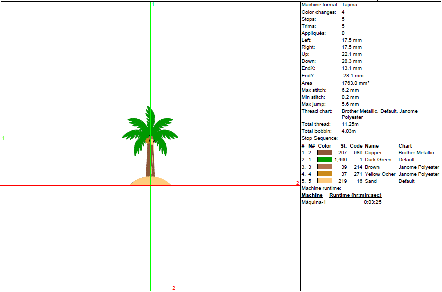 Mini Island Palm Embroidery Design – Tropical Tree on Sand, 7 Sizes