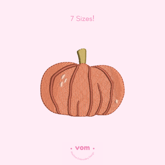 Pumpkin Embroidery Design – Fall & Halloween Machine Embroidery Pattern (7 Sizes)