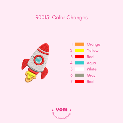 Rocket Machine Embroidery Design – Cute Space Pattern in 9 Sizes