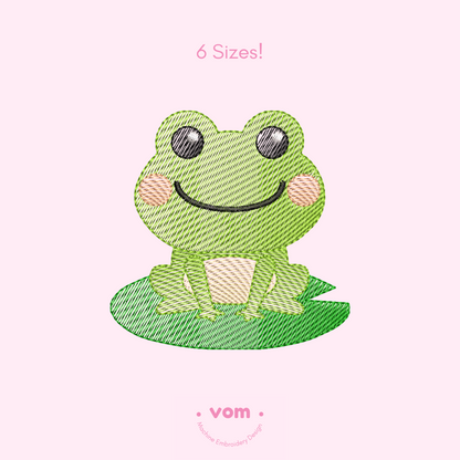 Rippled Frog Embroidery Design – Cute Baby Animal Pattern in 6 Sizes