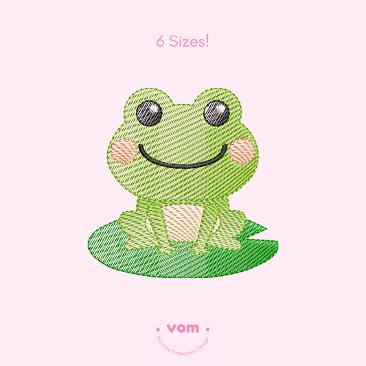 Rippled Frog Embroidery Design – Cute Baby Animal Pattern in 6 Sizes