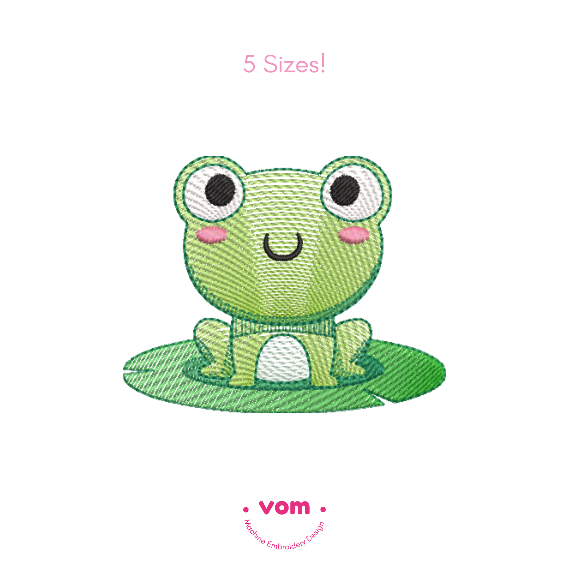 Rippled Frog on Lily Pad Embroidery Design – 5 Sizes Digital Pattern