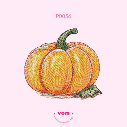 Rippled Pumpkin Machine Embroidery Design - Autumn Harvest Embroidery Pattern - 7 Sizes!