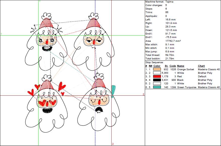 RIPPLED Cute Santa Faces Embroidery Design - Christmas Emotions Set - 5 Sizes