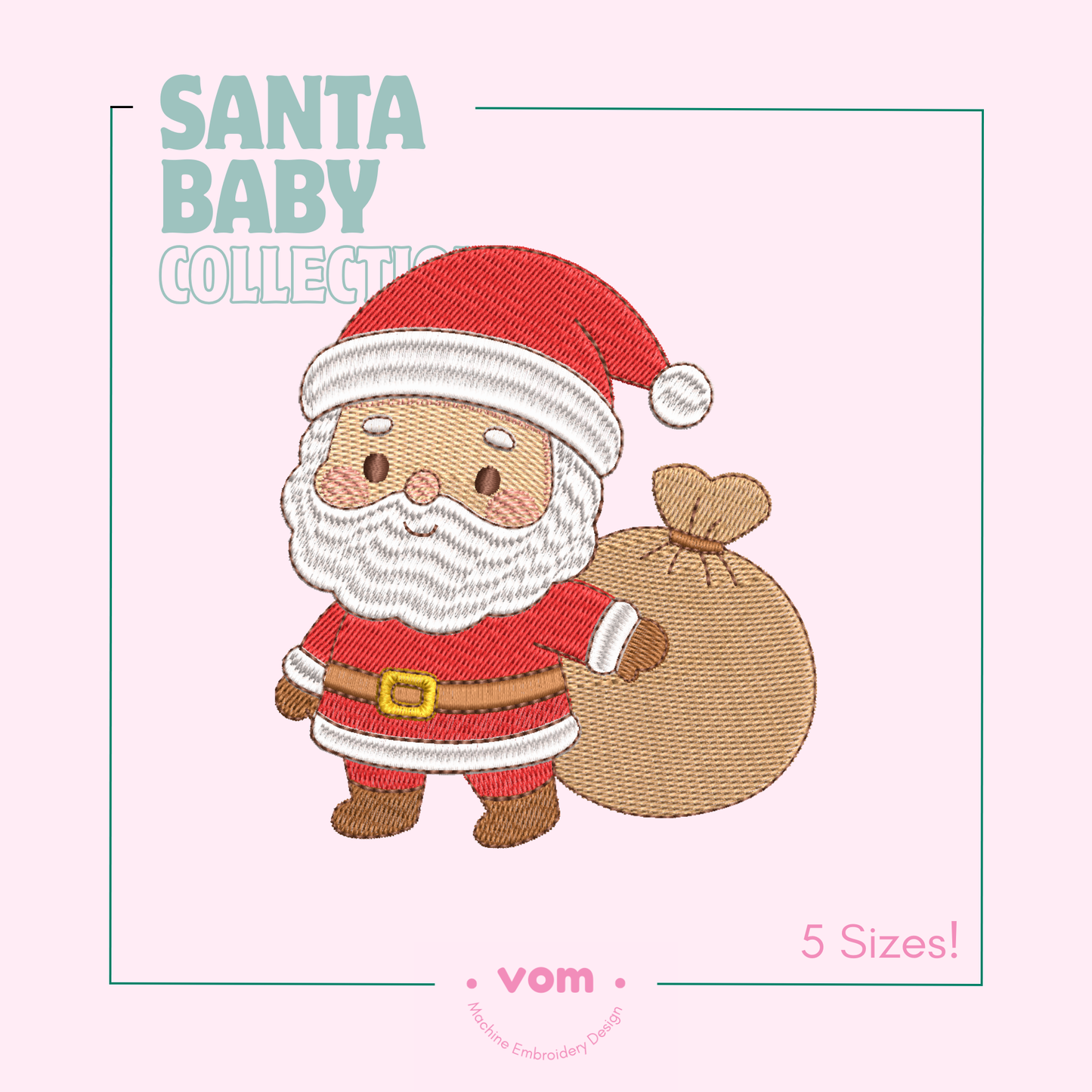 Santa Baby Embroidery Collection - 5 Cute Baby Santa - Machine Embroidery Designs