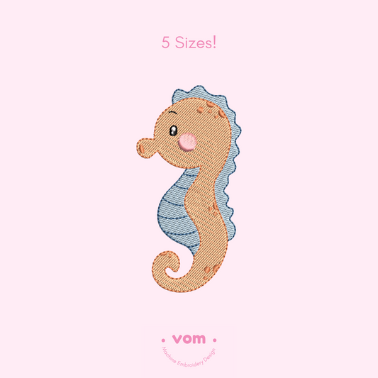 Seahorse Embroidery Design – Cute Ocean Animal in 5 Sizes