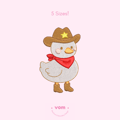 Sheriff Duck Embroidery Design – Cute Western Duck with Cowboy Hat & Star Badge