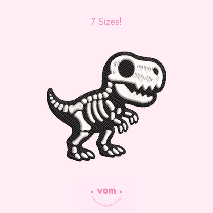 Skeleton T-Rex Embroidery Design - Dinosaur - 7 Sizes