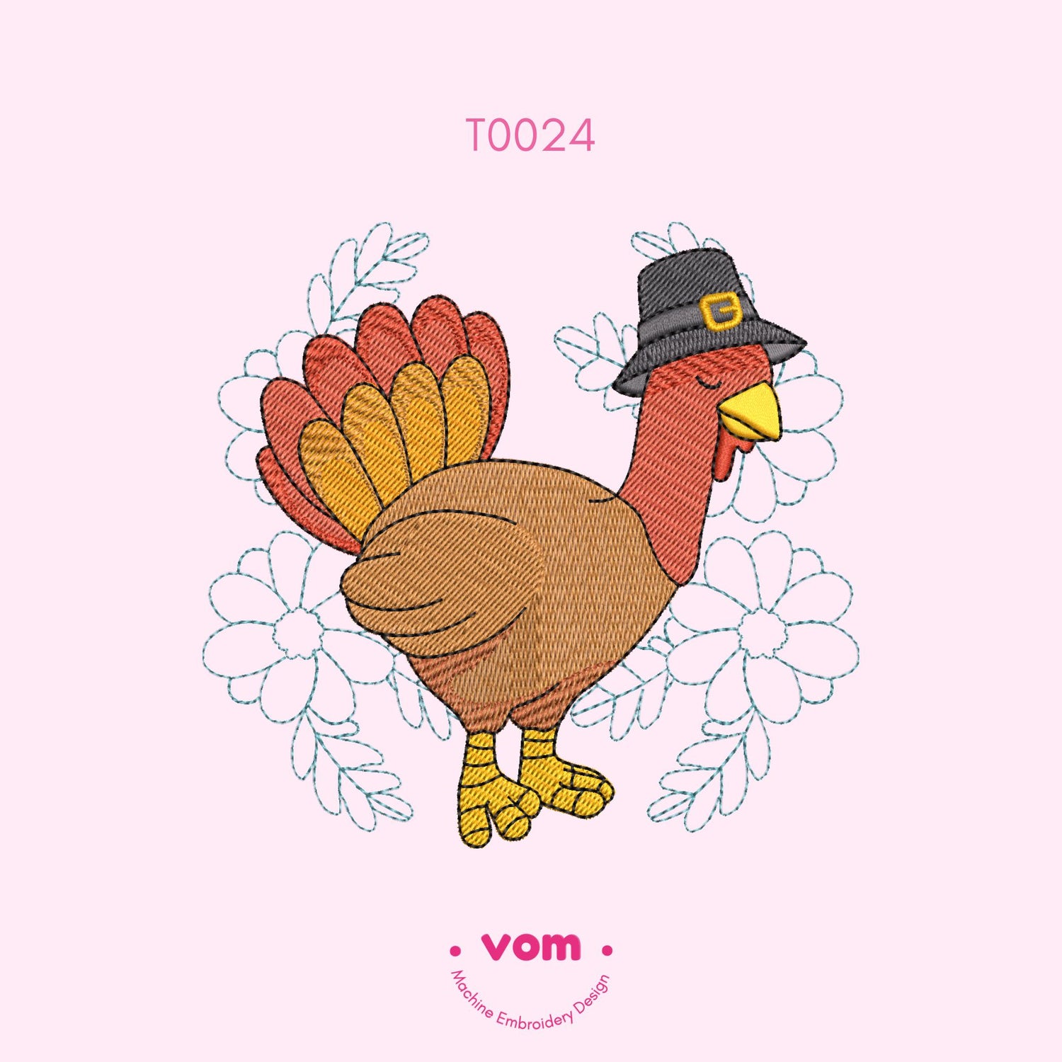 Thanksgiving Turkey Embroidery Design - 7 Sizes