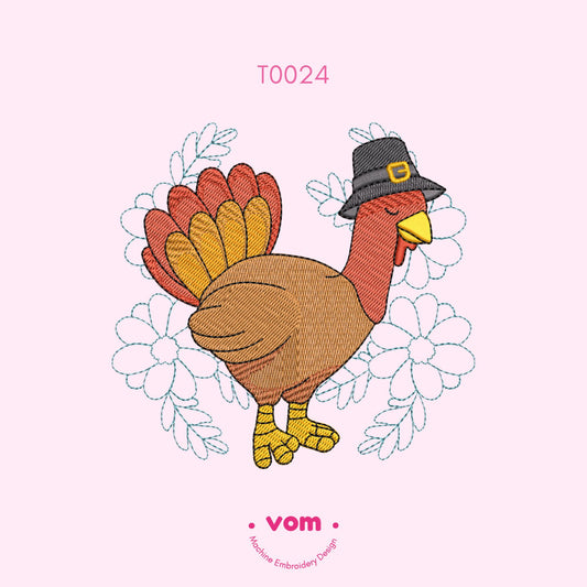 Thanksgiving Turkey Embroidery Design - 7 Sizes