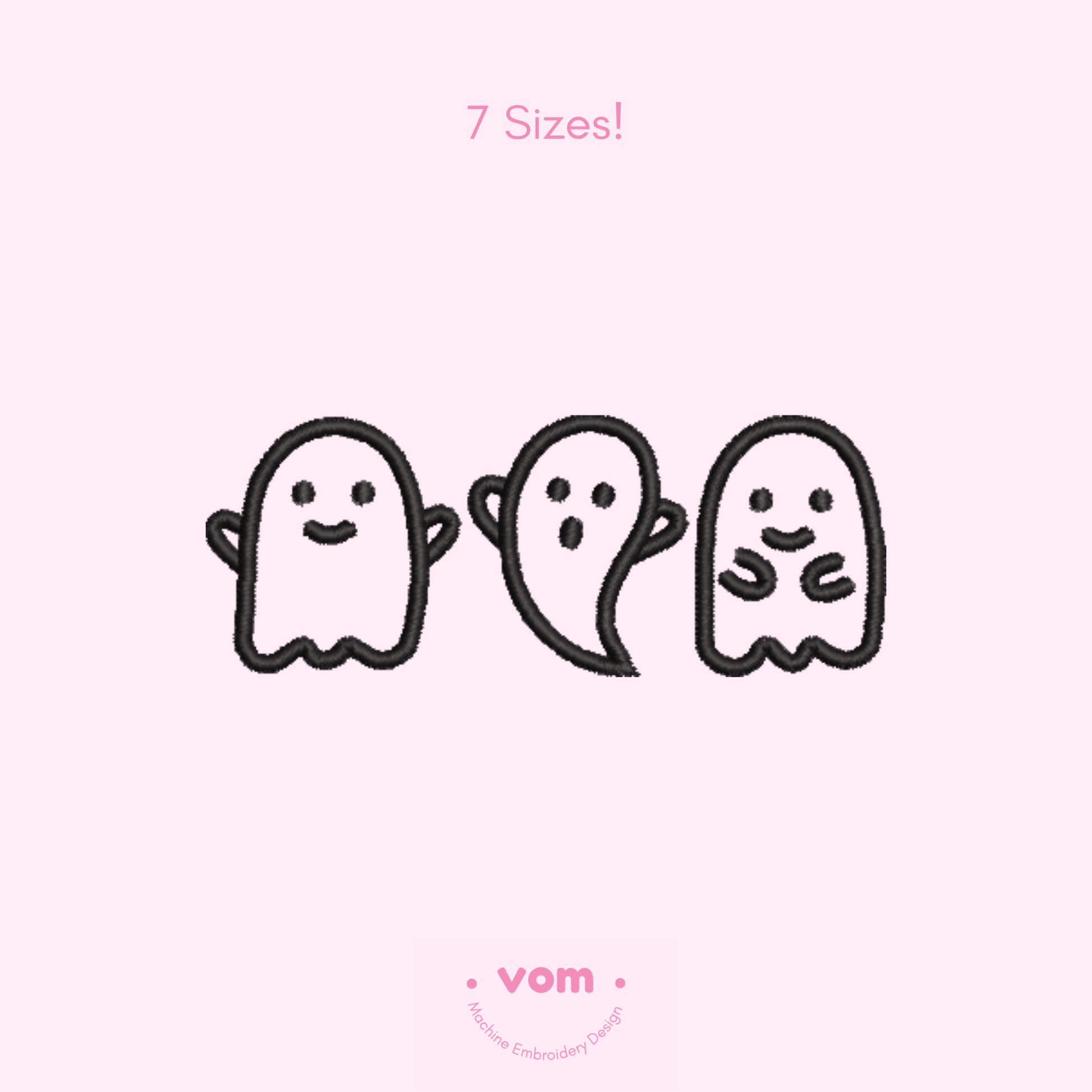 Halloween Ghost Embroidery Design – Lineal Cute Halloween Pattern for Machine Embroidery