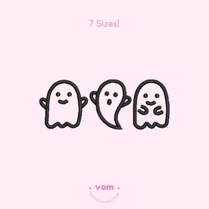 Halloween Ghost Embroidery Design – Lineal Cute Halloween Pattern for Machine Embroidery