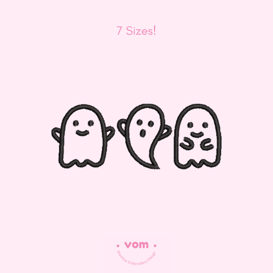 Halloween Ghost Embroidery Design – Lineal Cute Halloween Pattern for Machine Embroidery