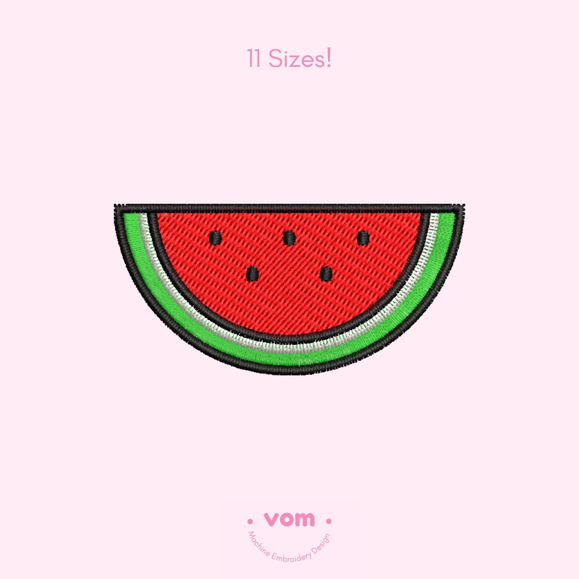 Watermelon Slice Embroidery Design – Fun and Fresh Fruit Pattern - Digital File for Machine Embroidery - 11 Sizes