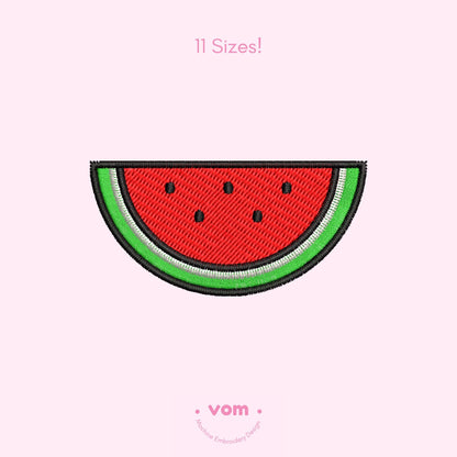Watermelon Slice Embroidery Design – Fun and Fresh Fruit Pattern - Digital File for Machine Embroidery - 11 Sizes