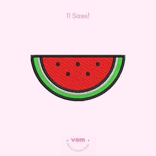 Watermelon Slice Embroidery Design – Fun and Fresh Fruit Pattern - Digital File for Machine Embroidery - 11 Sizes