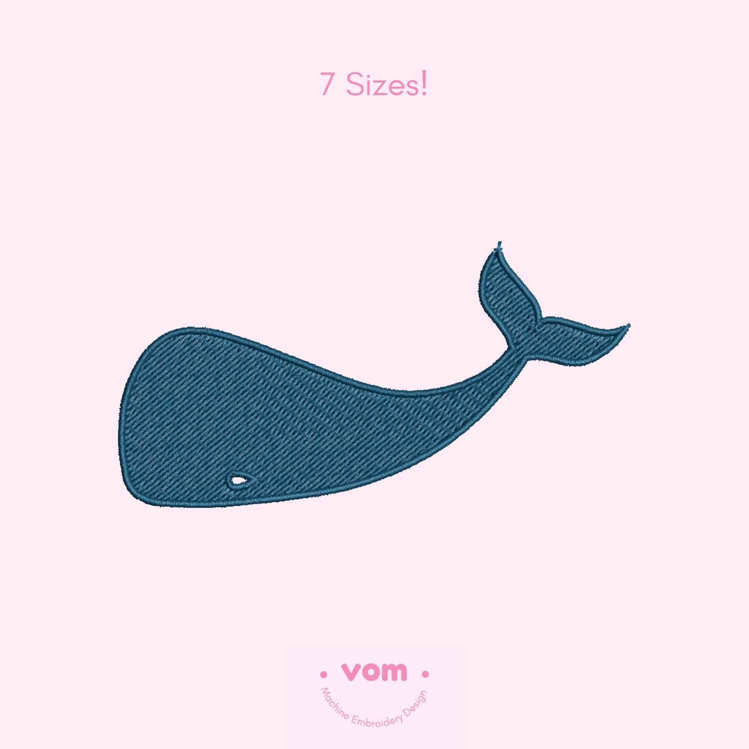 Whale Silhouette Outlined Embroidery Design – Minimalist Marine Animal in 7 Sizes