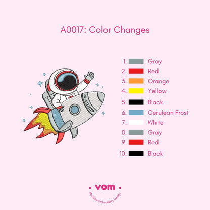 Astronaut & Rocket Embroidery Design - Space Adventure for Kids Pattern - Digital File for Machine Embroidery - 6 Sizes