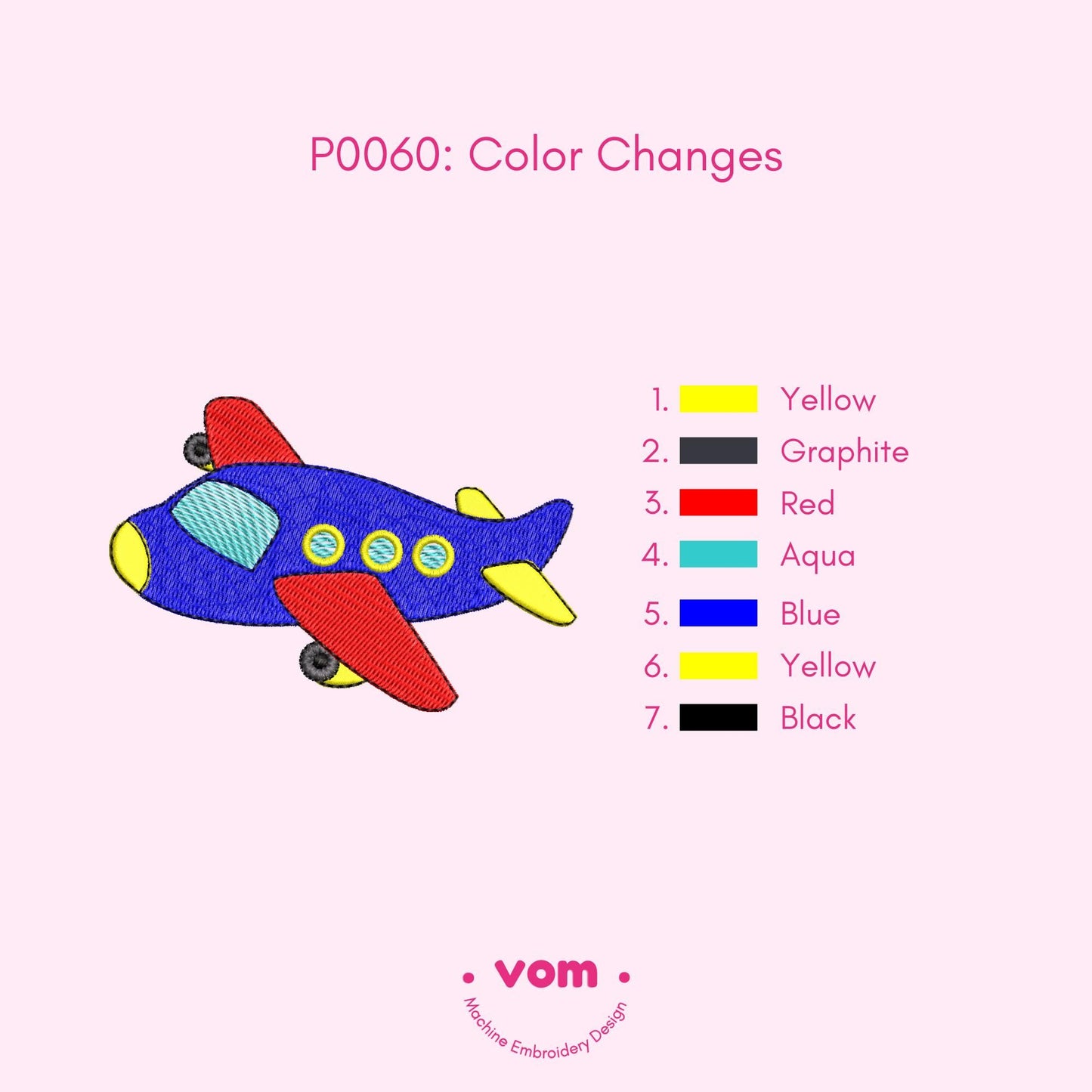 Cute Plane Embroidery Design - Playful Airplane Machine Embroidery Pattern for Kids - 7 Sizes