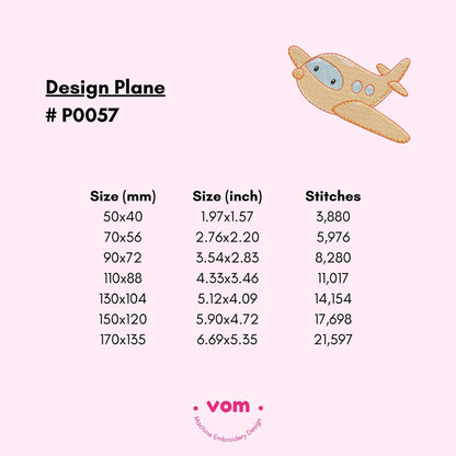 Cute Airplane Embroidery Design - Baby Plane Machine Embroidery Pattern - 7 Sizes!