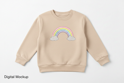 Rainbow Embroidery Design with Clouds | Baby Machine Embroidery