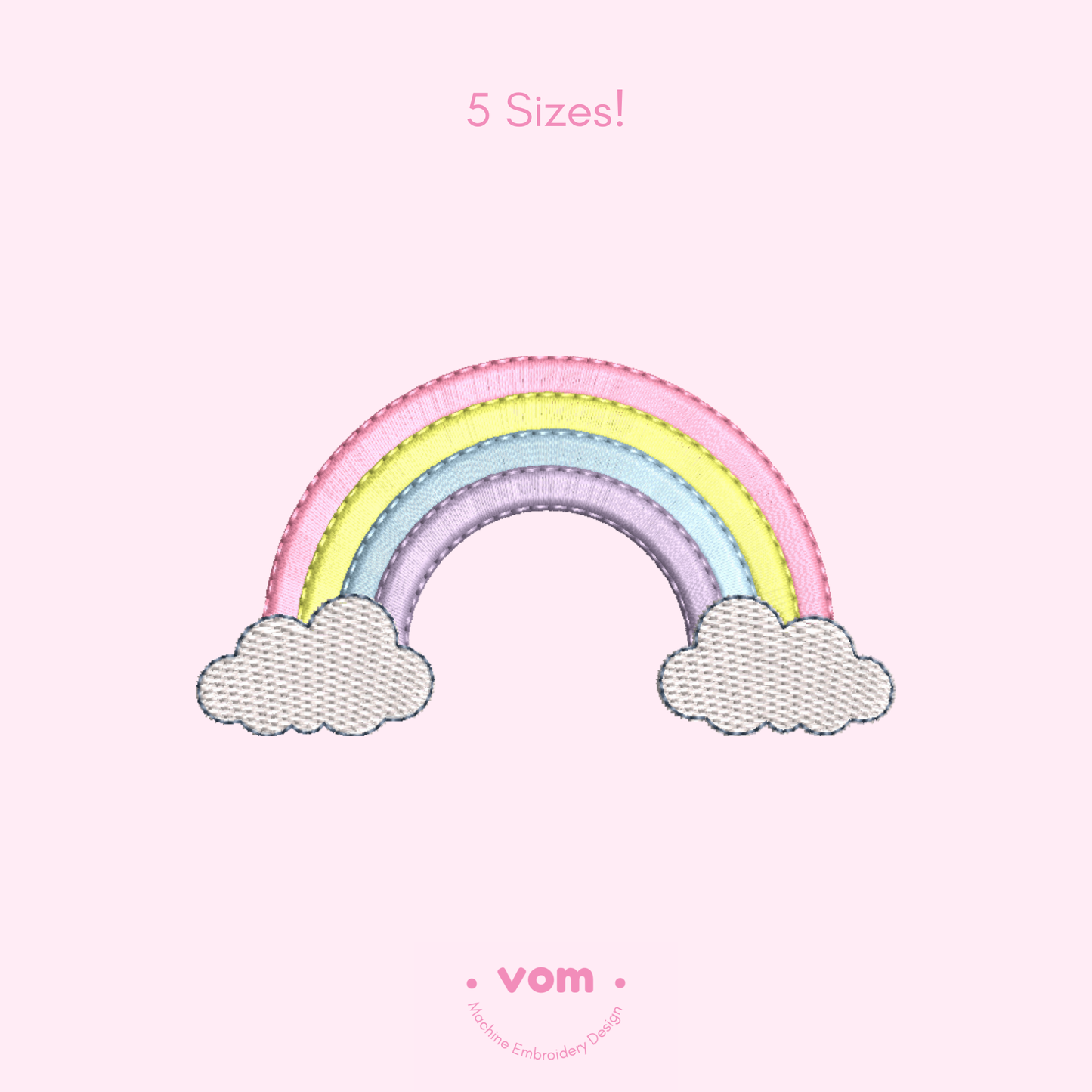 Rainbow Embroidery Design with Clouds | Baby Machine Embroidery