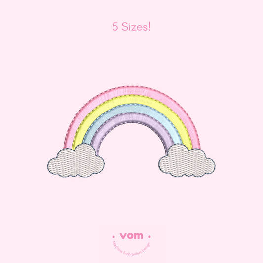 Rainbow Embroidery Design with Clouds | Baby Machine Embroidery